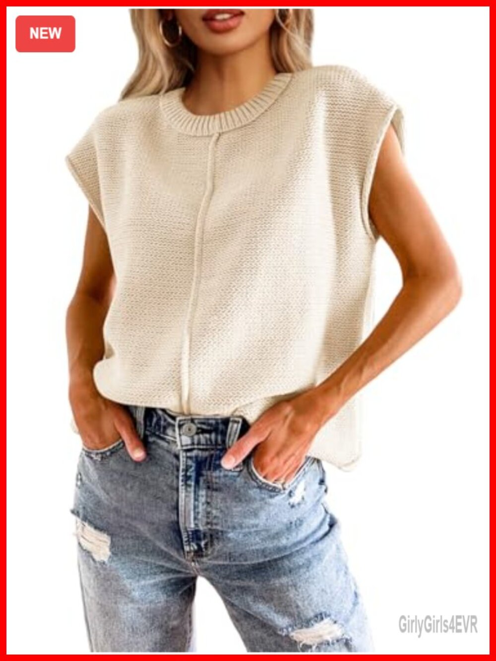 Womens Cap Sleeve Sweater Vest Lightweight Knit Pullover Summer Top